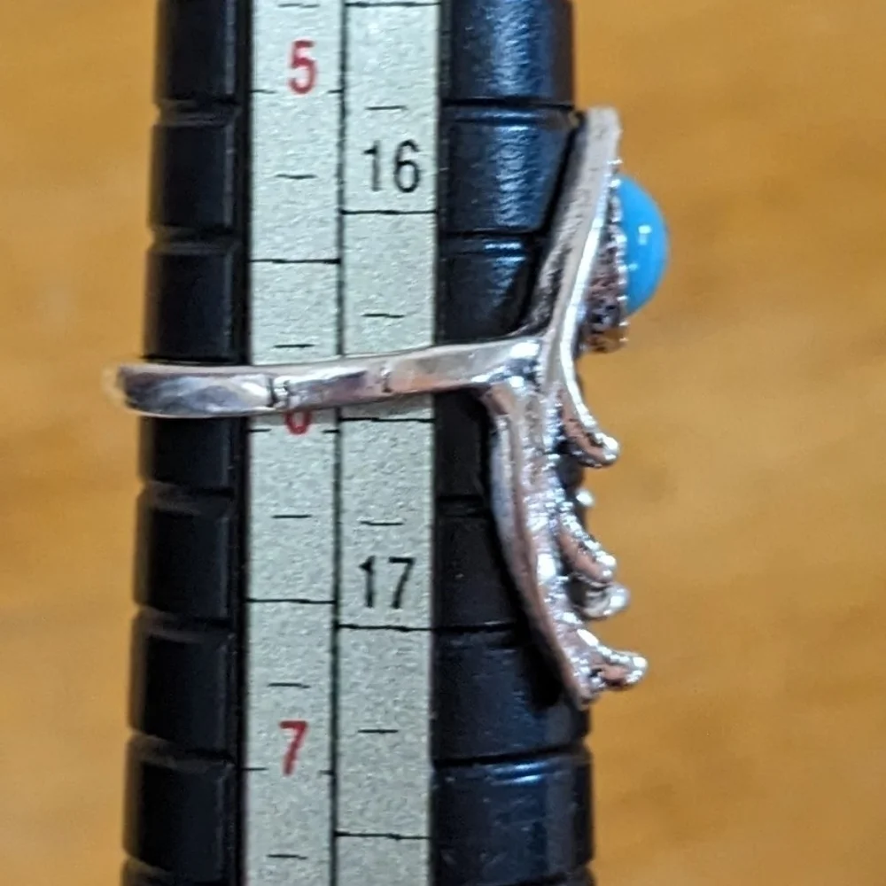 New Exaggerated Turquoise Ring Vintage Style size 6, T1B7E
